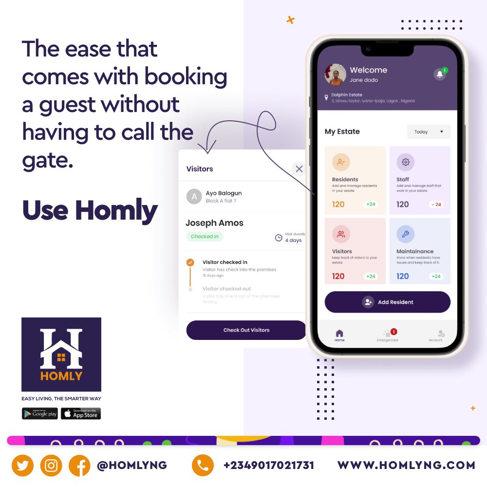 homlyng's tweet photo. Visitor’s management has never been easier! With Homly, you can skip the hassle of calling the gate. Simply book your guest with a few taps and welcome them in hassle-free. 

Download now to experience the convenience firsthand! 📲👌🏾

-
#LISA #homly #propertymanagement https://t.co/RToZZ5e2xg