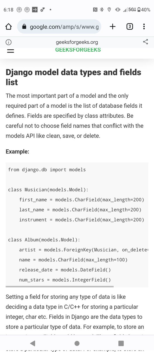 WallyOwi30's tweet image. Django field definition and examples. The page has a list of all the common django field types too 👍.
google.com/amp/s/www.geek…
#pythoncoders #djangodatabases #djangoprogrammers