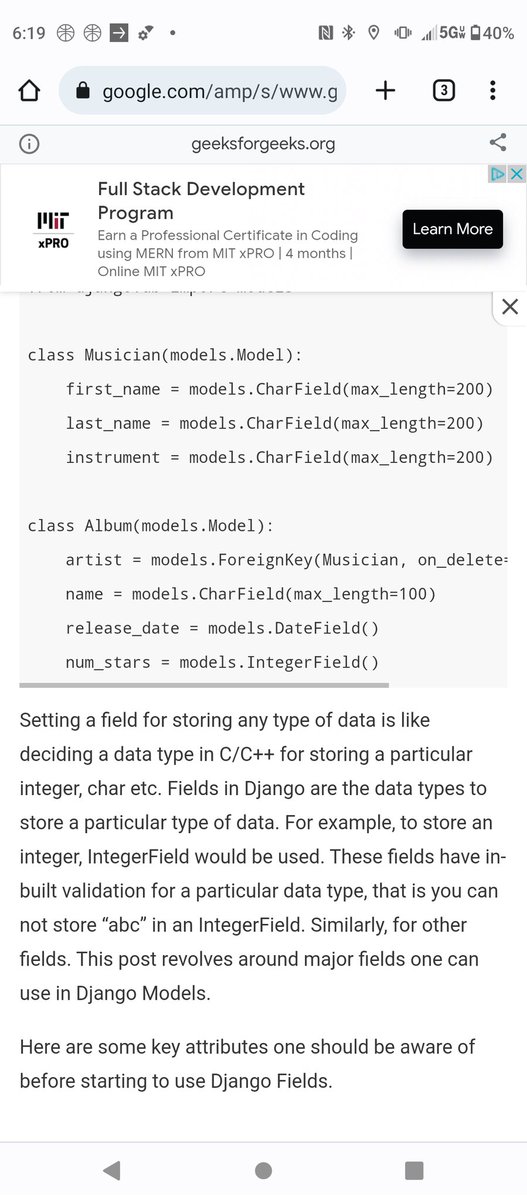 WallyOwi30's tweet image. Django field definition and examples. The page has a list of all the common django field types too 👍.
google.com/amp/s/www.geek…
#pythoncoders #djangodatabases #djangoprogrammers