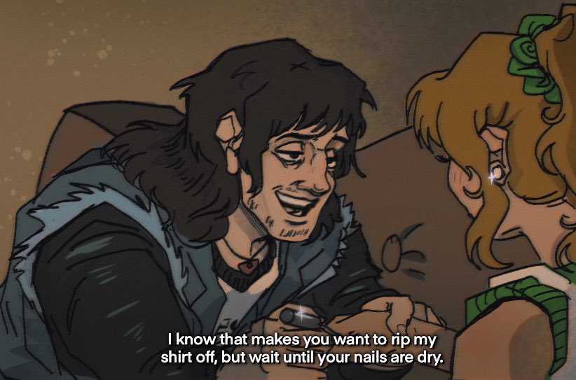 Art_R_Me's tweet photo. Saw this cute little exchange on an episode of Big Bang Theory, and IMMEDIATELY, thought of these two- so naturally I had to illustrate it ❤️💕 #Hellcheer #EddieandChrissy #Eddissy #EddieMunson #ChrissyCunningham #StrangerThings4 https://t.co/SfSCaktGB9