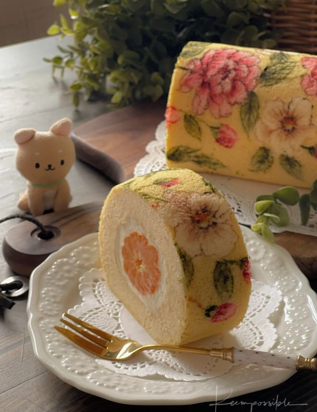 daily_dolce's tweet photo. Floral roll cake made by keempossible_2 https://t.co/PwgzHKMwa5