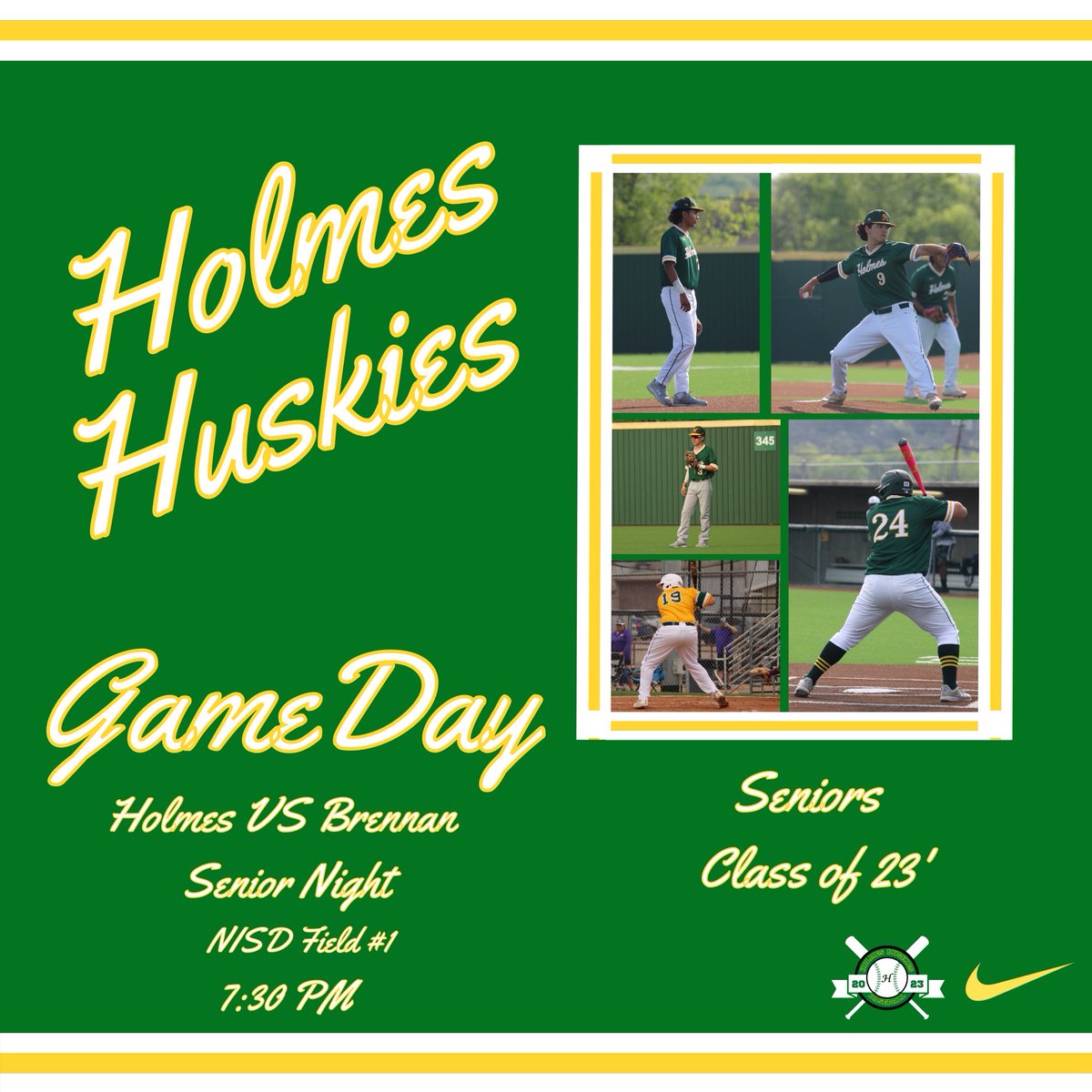 Holmes Baseball (@holmes_bball) on Twitter photo SENIOR NIGHT!!!
Come out to Northside #1 as we recognize our 2023 Seniors! See you there!
🆚 <a href="/Brennan_Bsb/">SA Brennan Baseball</a>
🏟️ Northside #1
⏰ 7:30
#BurnTheShip | #WhyNotUs | #105 SENIOR NIGHT!!!
Come out to Northside #1 as we recognize our 2023 Seniors! See you there!
🆚 <a href="/Brennan_Bsb/">SA Brennan Baseball</a>
🏟️ Northside #1
⏰ 7:30
#BurnTheShip | #WhyNotUs | #105