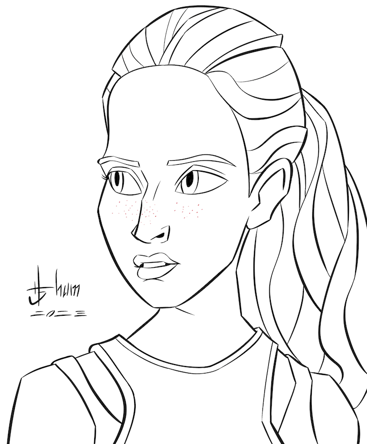 Here’s a drawing I did of Samantha Glassner @SamGlassner as Kelly Fowler from @Dean_Devlin's TV show The Ark @TheArkTVSeries on @SYFY @peacock #TheArk