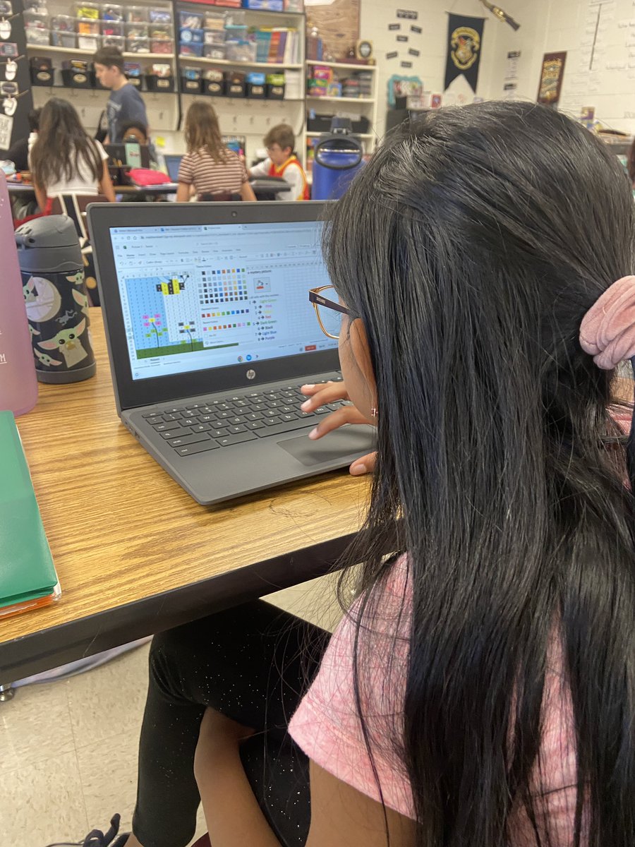 HSESAIM's tweet photo. Excel Pixel Art Day with @laurenhagood7 and our 4th and 5th graders! We’ve been learning about Vermeer so making our own art was a must! @ITSCCSD #ccsdconnectED23 @HSpringsSTEM https://t.co/yz82tL18Iz