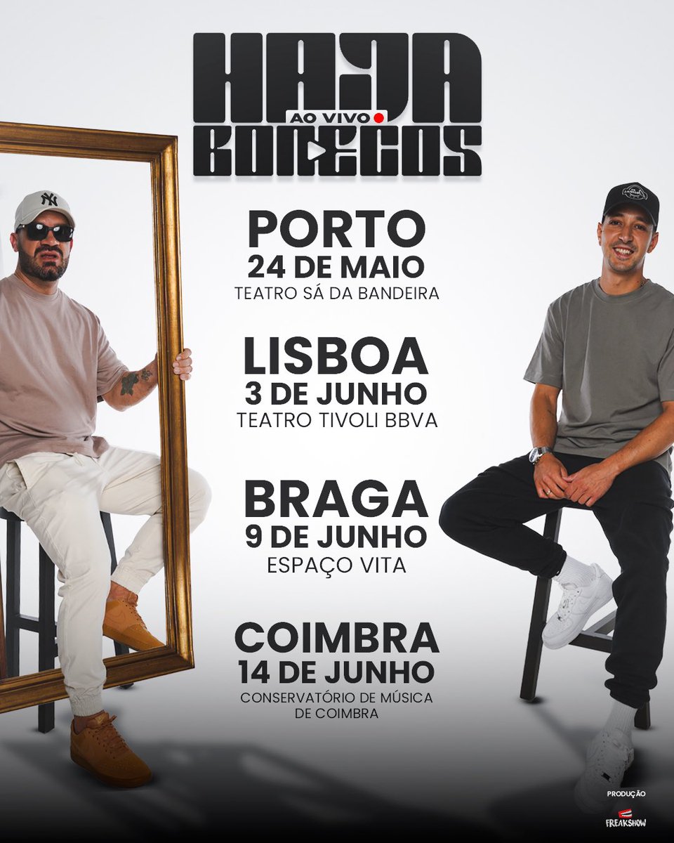osprimosboy's tweet photo. Haja Bonecos ao vivo! Bilhetes já disponíveis para as primeiras datas (Porto, Lisboa, Braga e Coimbra), mas vamos andar aí a chatear por mais locais, que anunciaremos brevemente.

Estamos contentes, beijinhos. https://t.co/EJ0lqfPoUw
