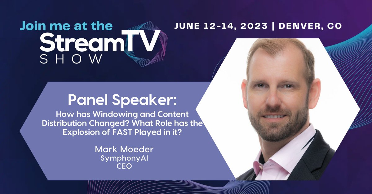 Symphony MediaAI (@symphonyaimedia) on Twitter photo Our CEO Mark Moeder is speaking <a href="/StreamTVShow/">Stream TV Shows</a>! Don't miss his session "How Has Windowing and Content Distribution Changed? What Role has the Explosion of FAST Played in It?" on Tuesday, 6/13.
Use code SPKSTV23 for $200 off a VIP or Conference Pass. Our CEO Mark Moeder is speaking <a href="/StreamTVShow/">Stream TV Shows</a>! Don't miss his session "How Has Windowing and Content Distribution Changed? What Role has the Explosion of FAST Played in It?" on Tuesday, 6/13.
Use code SPKSTV23 for $200 off a VIP or Conference Pass.