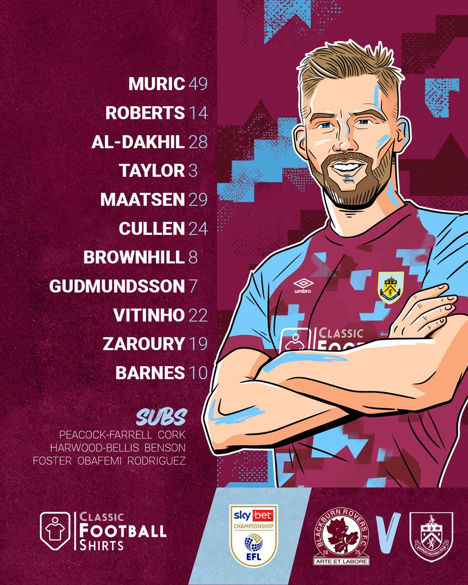 BurnleyOfficial's tweet photo. Tonight's XI to take on @Rovers 💥
#ROVBUR https://t.co/b5XzY8TGa4