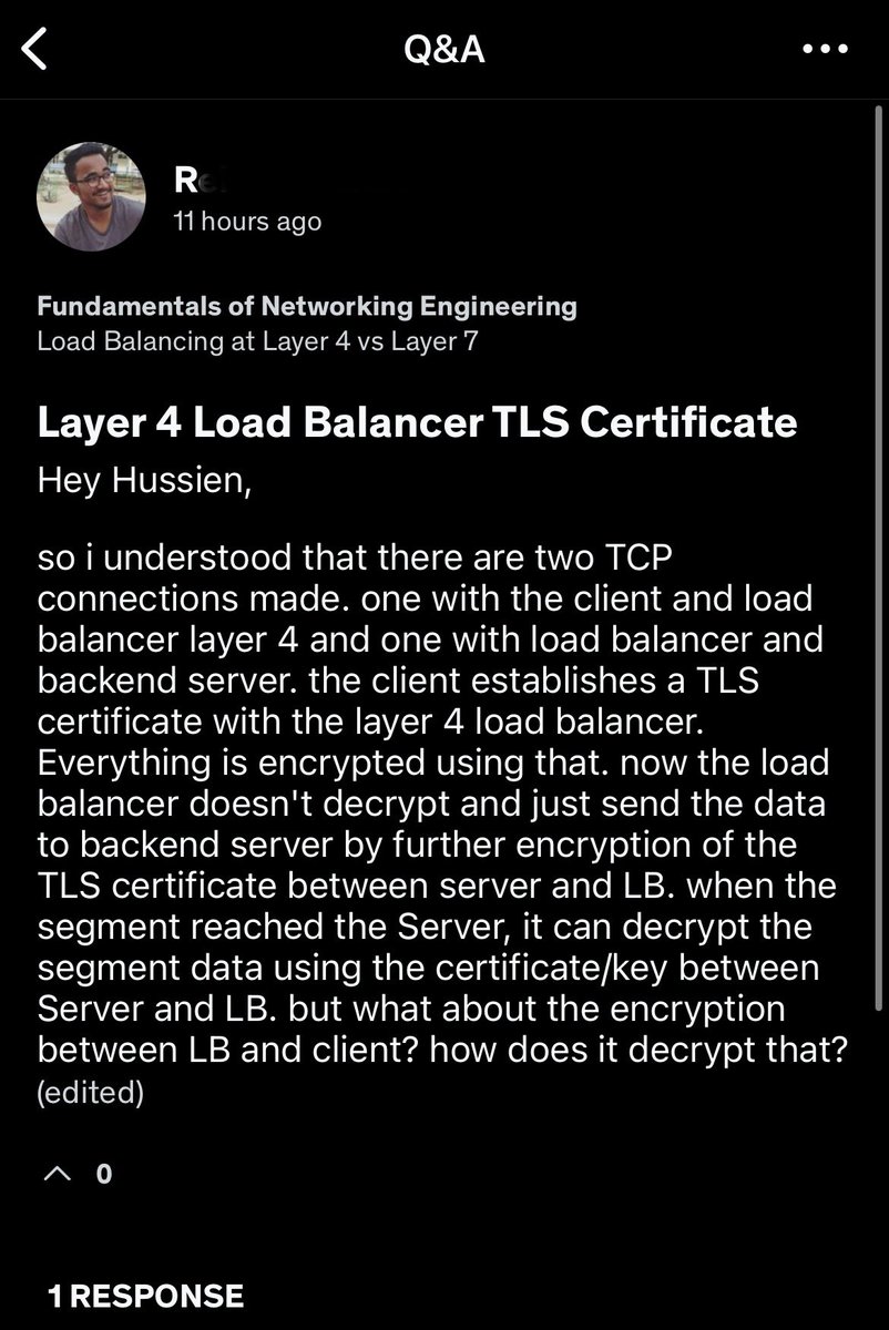 hnasr's tweet image. Another interesting question on TLS certification with a layer 4 proxies.