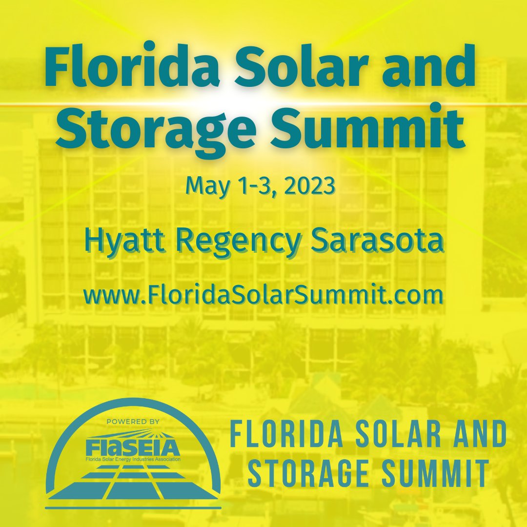 We are counting down to this amazing event! Pre-registration makes your check-in faster floridasolarsummit.com  #flsolar  #flaseia