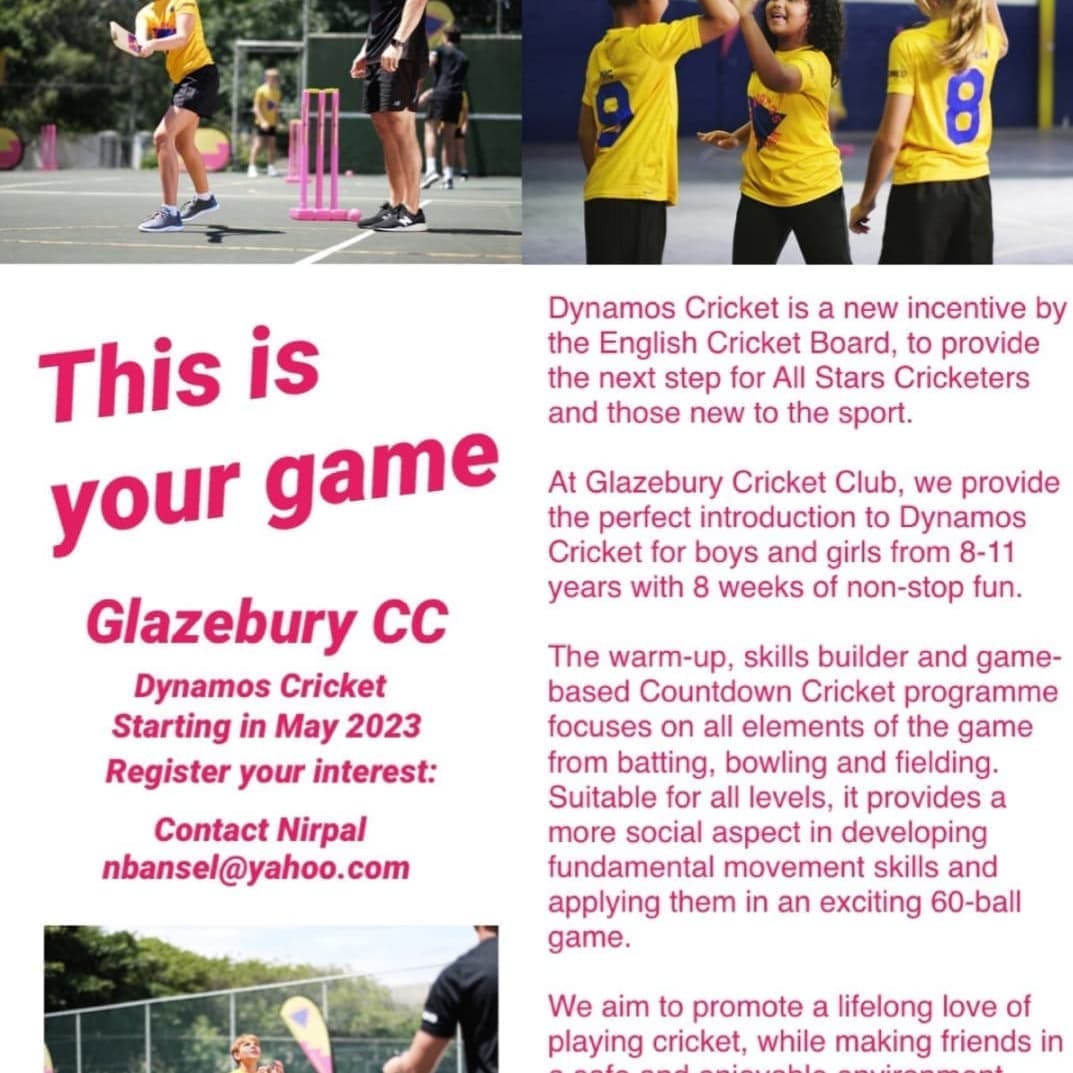 Looking for a fun friendly sport for 8-11 year olds every Friday? Then Dynamos Cricket is perfect. 

FREE Taster session: Friday 12th May, 6:30pm- 7:30pm. 

Link to sign up: ecb.clubspark.uk/Dynamos/BookCo… 

Contact Nirpal for further information: nbansel@yahoo.com