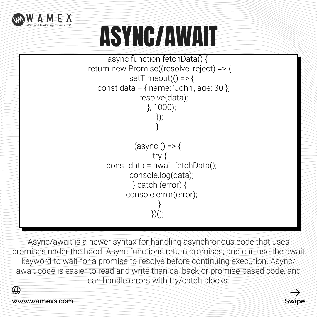 WebMarketingEx4's tweet image. Unlocking the Power of Asynchronous Programming in JavaScript.
#JavaScript #AsynchronousProgramming #AsyncProgramming #WebDevelopment #FrontendDevelopment #CodingTips #ProgrammingLanguages #AsyncAwait #EventLoop #Callbacks #Promises #NodeJS #AsyncJS #JSDeveloper #JSCommunity