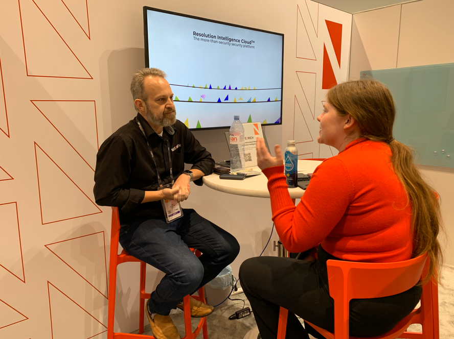 Netenrich's tweet photo. Great discussion between Netenrich's @bambenek and @securitymag's Madeline Lauver at #RSAC! https://t.co/f69uhBCuKL