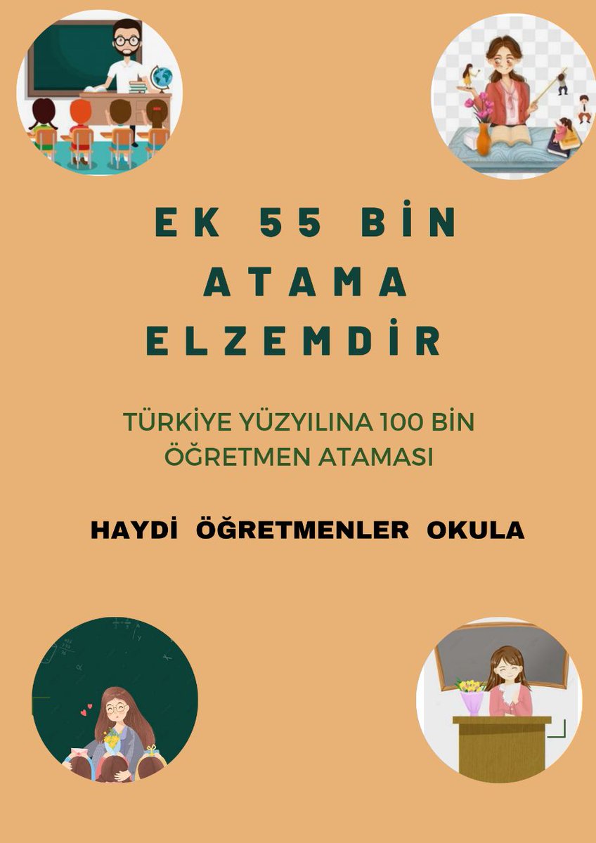 Atama bekleyen ve sayıları yüz binleri bulan öğretmenler için 45 bin atama yetersizdir. Öğretmenlere de artık 2022 kpss puanıyla  55 bin ek atama müjdesi verilerek sayı 100 bine tamamlanmalıdır.
<a href="/RTErdogan/">Recep Tayyip Erdoğan</a>
<a href="/prof_mahmutozer/">Mahmut Özer</a>
<a href="/tcmeb/">Millî Eğitim Bakanlığı</a> <a href="/fahrettinaltun/">Fahrettin Altun</a> <a href="/ikalin1/">İbrahim Kalın</a> #Mevlam55BinÖğretmenEyler