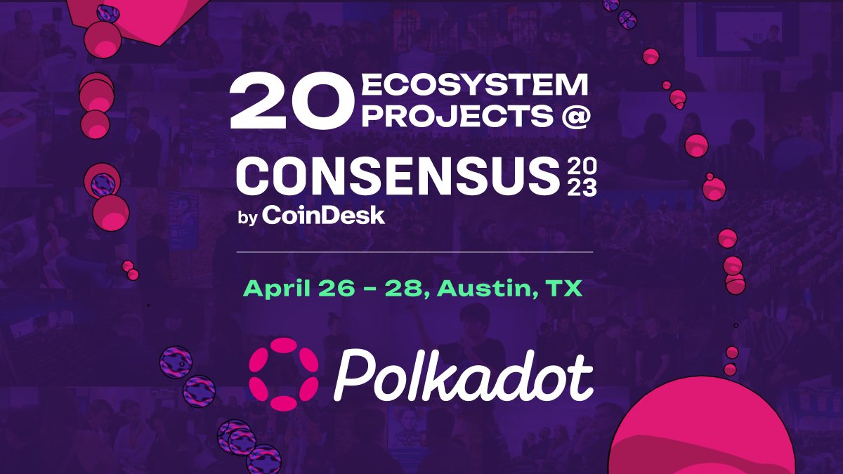 On April 26-28, Polkadot is joining #Consensus2023! With 20+ ecosystem projects featured at the Polkadot booth and a variety of talks &amp; panels from the parachain teams, read on to learn about all that Polkadot has in store for Consensus.

📍 Polkadot Demo Stations [Booth 641] /