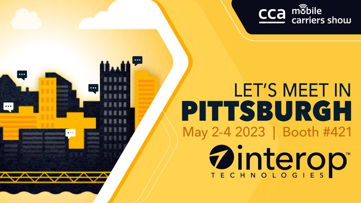 interoptech's tweet photo. We're heading to Pittsburgh next week to exhibit at the @CCAmobile Mobile Carrier's show. Stop by our booth to discuss all the new and exciting initiatives surrounding #mobilemessaging! https://t.co/wSehBaNXtx
#MCS2023 #MobileCarriers #Messaging #Telecommunications #TechTuesday https://t.co/qaWRCUXwge