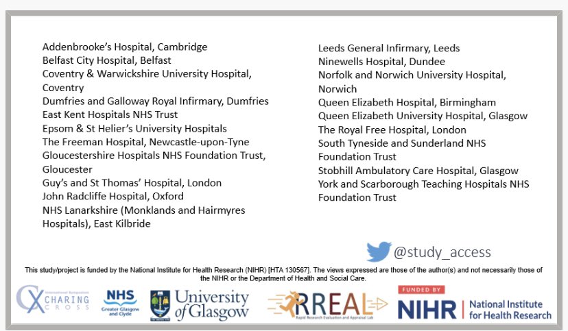 Grateful for the opportunity to present an update on @study_access at #CX2023 today @NIHRresearch @nrsrenal #collaboration