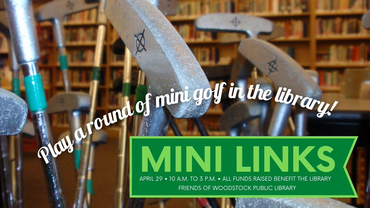It's our biggest fundraiser of the year! Putt your way through the shelves to help us raise money for the library.
April 29
10 a.m. to 3 p.m. (last tee)
$5 / $3 kids 12 and younger