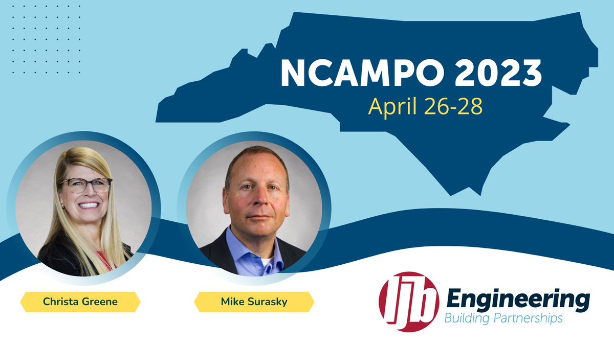 LJBinc's tweet photo. This week, LJB’s Christa Greene & Mike Surasky are attending the 2023 #NCAMPO Conference in Greenville, NC, to share with Planning Organizations & other stakeholders on ways we’re applying our #transportation and #infrastructure solutions to help communities across the state. https://t.co/IWrwOkUeOH