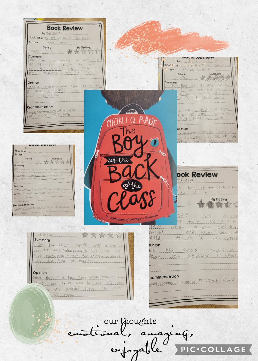 If you're looking for a book recommendation, these grade 3s have one for you! The Boy at the Back of the Class by <a href="/OnjaliRauf/">onjali rauf</a> is amazing! We couldn't put it down. It made us laugh, it made us think, and it made us cry. A journey of friendship and new beginnings <a href="/AshleyOaksPS/">Ashley Oaks PS</a>