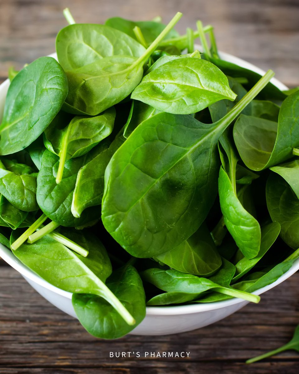 burtspharmacy's tweet image. The benefits of eating #spinach regularly are 🤌! 
🌱Supports the #immunesystem
🌱Fights #freeradicals
🌱Supports #cardiovascularhealth
🌱Assits in baby development
🌱Keeps your eyes healthy

Plus who wouldn't want to be like #Popeye?💪