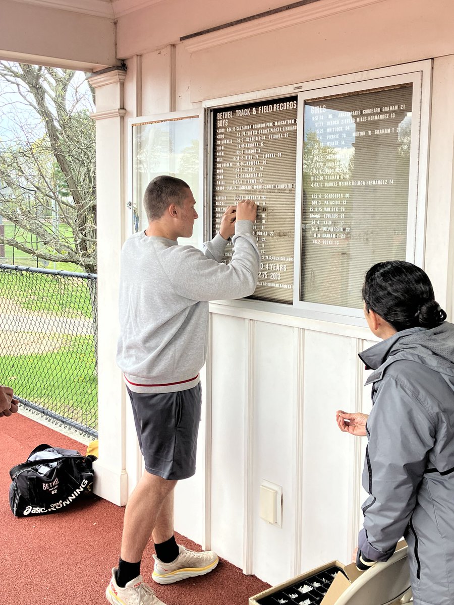 BethelSports's tweet photo. Greyson Golda replaced Gary Domain’s 58 year old shot put record today. Thank you to Mr. Domain for coming to today’s unveiling. https://t.co/RYSynj20oB