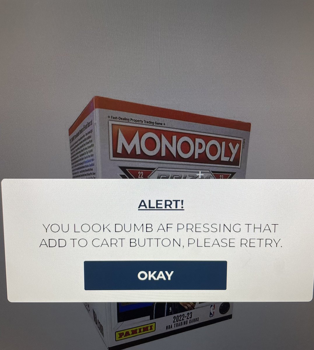 Garcia3MVP's tweet image. I overslept on the drop but I heard it was a 💩 show on the Panini website. #Panini #MonopolyPrizm #Monopoly #SportsCards