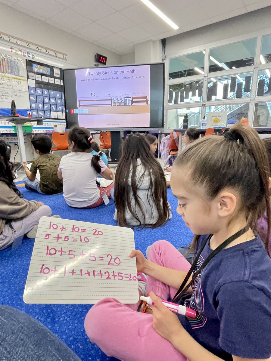MavoAntonietta's tweet image. 1st graders in Sybrant/Zamora’s class are very engaged today as they use fences, benches, and flowers to make different combinations of twenty and write equations to match #buildingmathematicians  @HumbleISD_LLE @HumbleISD @HumbleElemMath @MLCmath