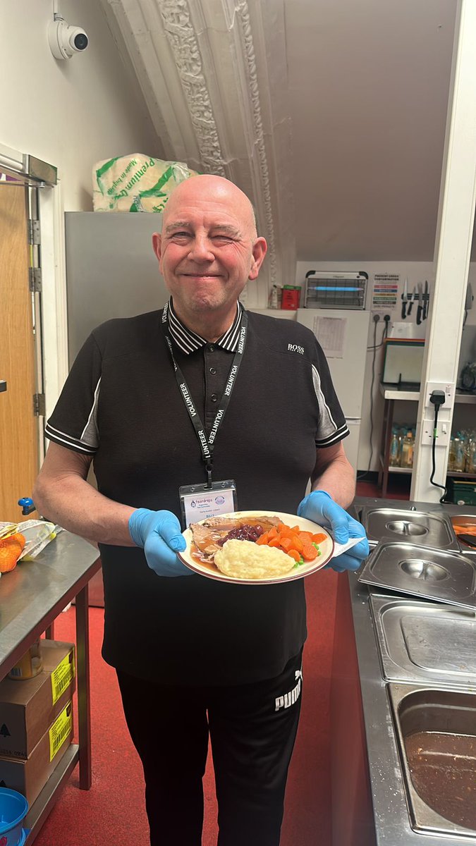 We get some fantastic donations of food <a href="/TeardropsOrgUK/">Teardrops Supporting Your Community</a> and serve around 50 people each night so our chef Phil used what we had and served up roast pork, mashed celeriac and potatoes, carrots, peas and  braised red onion and sweet pickle chutney. It tastes as good as it looks 😋