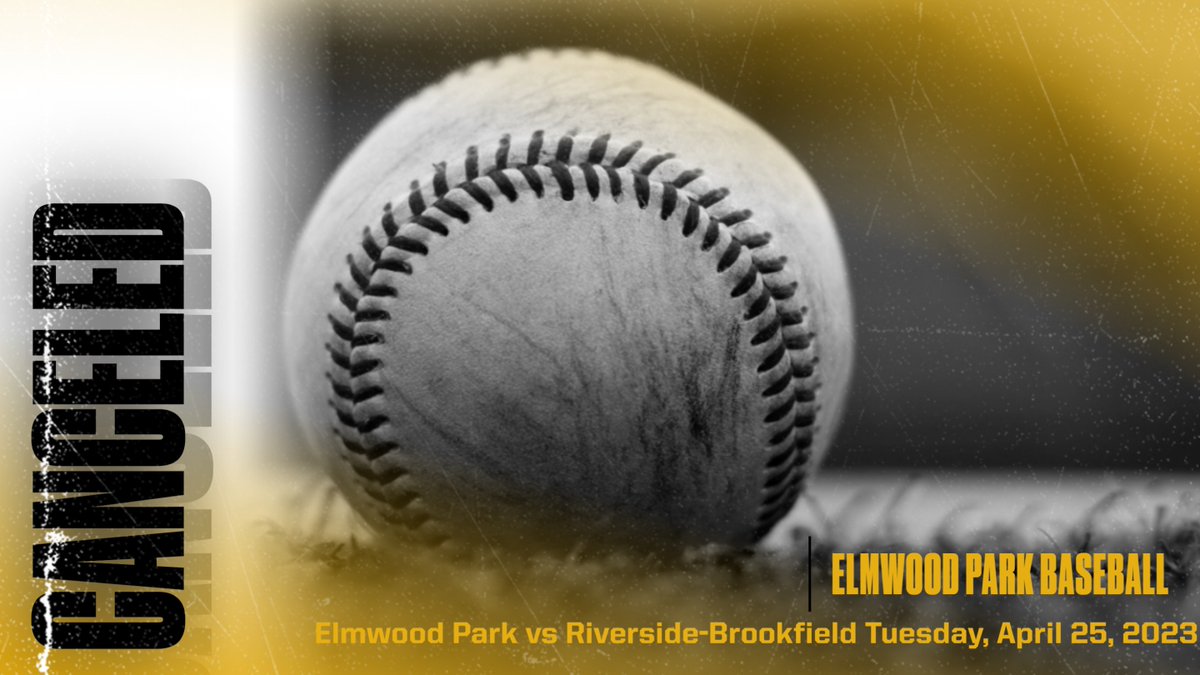 EPHSathletics's tweet photo. The varsity baseball game vs. Riverside-Brookfield at Ehlert Park and the frosh-soph baseball game vs. Riverside-Brookfield at EPHS are canceled today Tuesday April 25 due to unplayable field conditions. https://t.co/FMEjfa5EQB