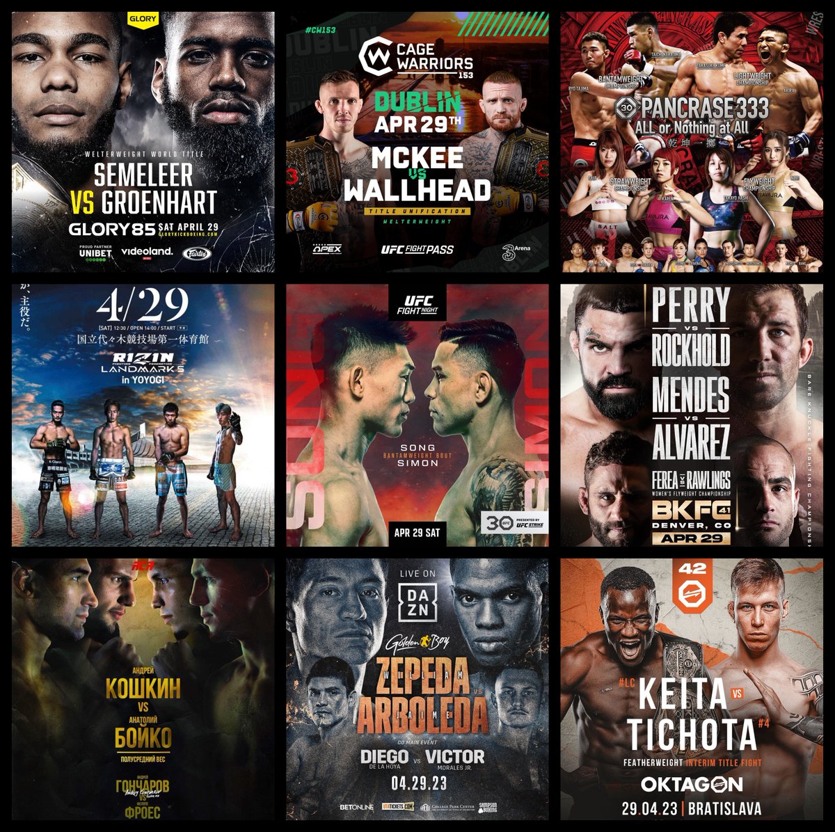 Grabaka_Hitman's tweet photo. Live Combat Sport Schedule: 4/26 - 4/30
Complete schedule w/ fight cards & free streams HERE: https://t.co/3MNLBFvT1j
#UFCVegas72 #BKFC41 #CW153 #ZepedaArboleda #GLORY85 #OKTAGON42 #ACA156 #Pancrase33 #KRUSH148 #JungleFight115 #ShootoBrazil117 #UWC43 #WGP69 #Enfusion121 https://t.co/piN9DWJbto