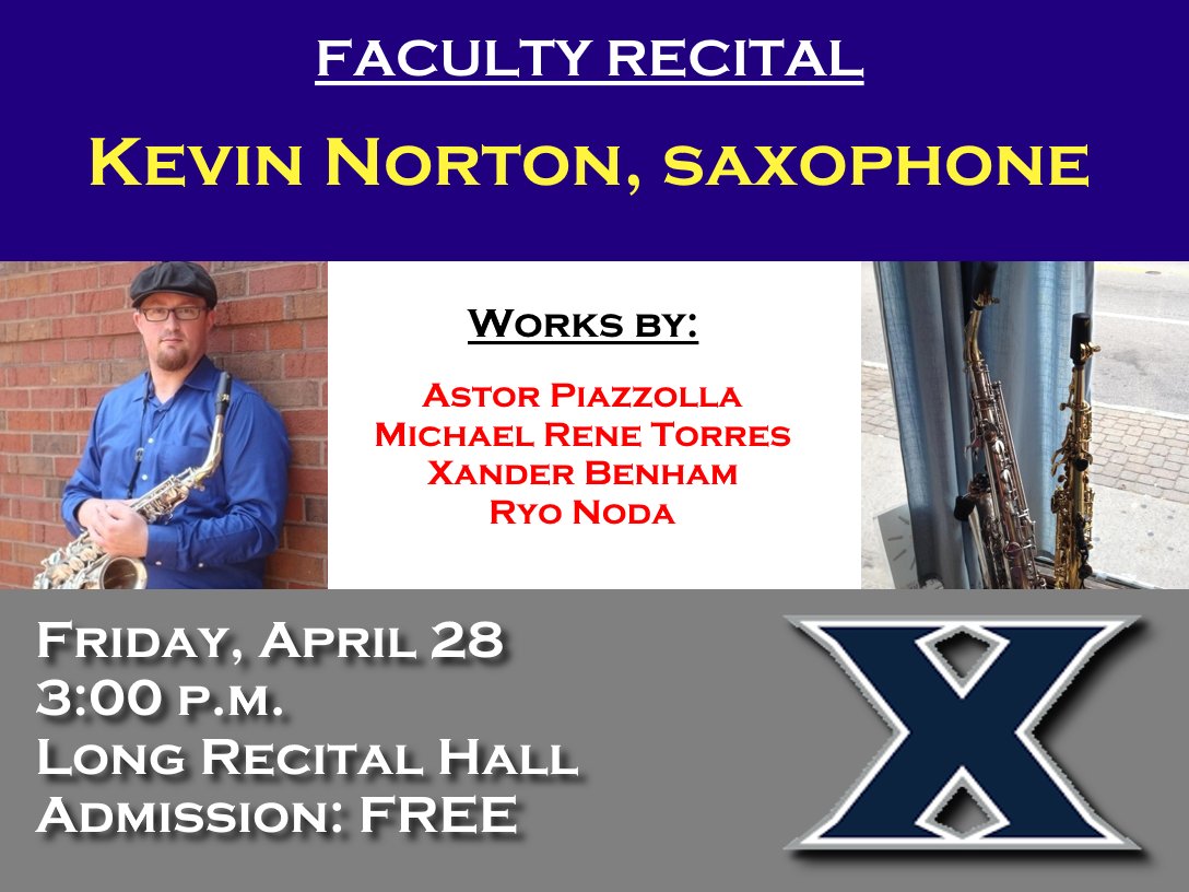 Kevin Norton will be offering an encore performance of his Faculty Recital in Edgecliff Hall Friday April 28th at 3:00 PM. Admission will be free!