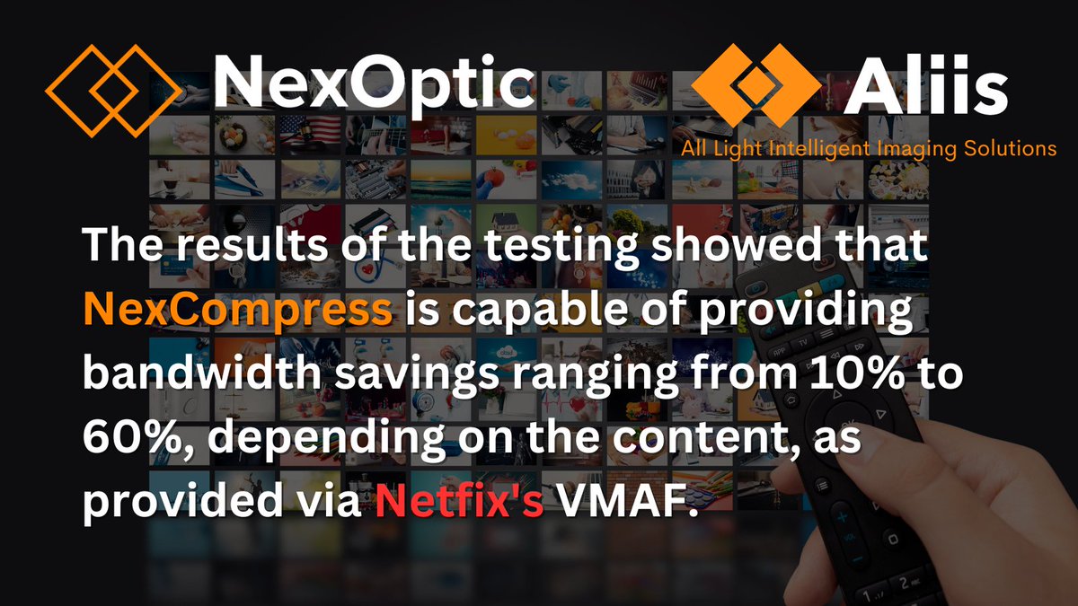 NEWS: NexOptic Announces Results from Internal #Netflix ( $NFLX ) Benchmark Testing of NexCompress™ 

LIVE NexCompress™ Demonstration at 1:15 PM PST Today (Link in Press Release)

TSX-V: $NXO
OTCQB: $NXOPF
#Streaming #Video #AI #Markets
nexoptic.com/news/nexoptic-…