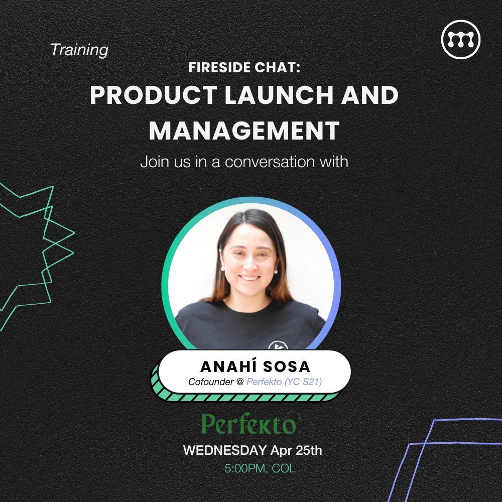 Today at <a href="/makers_fellow/">Makers Fellowship</a> we have our last training session with Anahí, cofounder of <a href="/perfektomx/">Perfekto</a> 💚.

She worked at Uber for 4 years, where she led the Uber and Cornershop integration.

If you want to meet and learn more about her and Makers, send me a DM to send you the invite 😉.