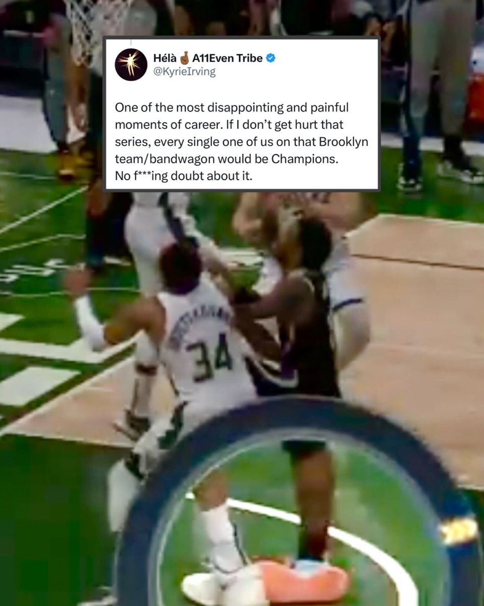 BleacherReport's tweet photo. Kyrie says the Nets would have been champions if he never got hurt in the 2021 playoffs vs. Bucks 👀

(h/t @brooklynnets85) https://t.co/IfU6PpvKDd