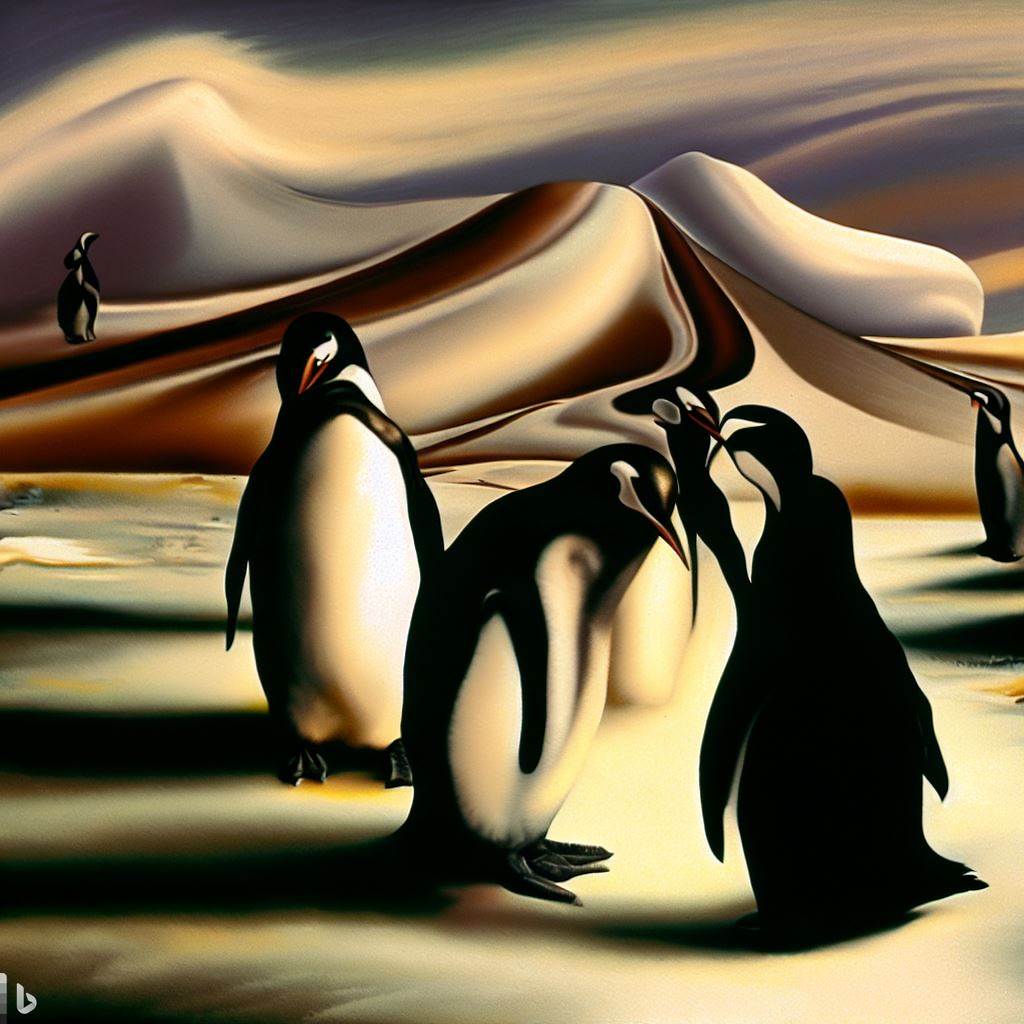 I asked Bing Bot to create 'Penguins in a Dali Painting' for #WorldPenguinDay