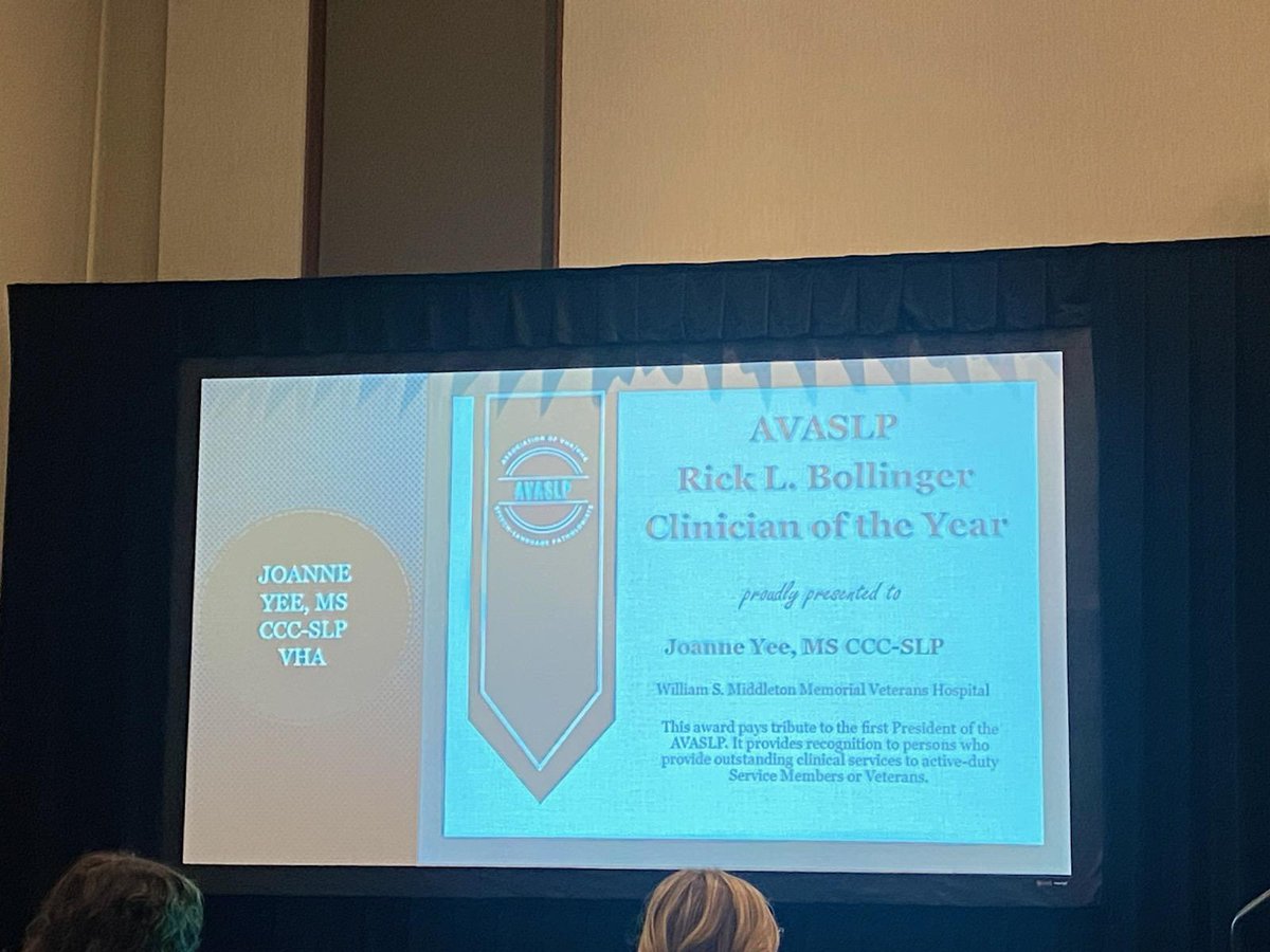 SwalSalivBioLab's tweet photo. Join us in giving a huge congratulations to Joanne Yee, who was recently awarded the Rick L. Bollinger Clinician of the Year Award by the Association of VA Speech-Language Pathologists! Thank you for all your amazing work, Joanne! https://t.co/yN31dOUDlq