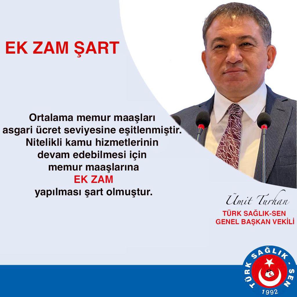 turhan_73's tweet photo. Ortalama memur maaşları asgari ücret seviyesine eşitlenmiştir. Nitelikli kamu hizmetlerinin devam edebilmesi için memur maaşlarına ek zam şart olmuştur. Türk Sağlık-Sen olarak haklı talebimiz ek zammın mutlaka hayata geçmesini istiyoruz. https://t.co/zosEB1XON3