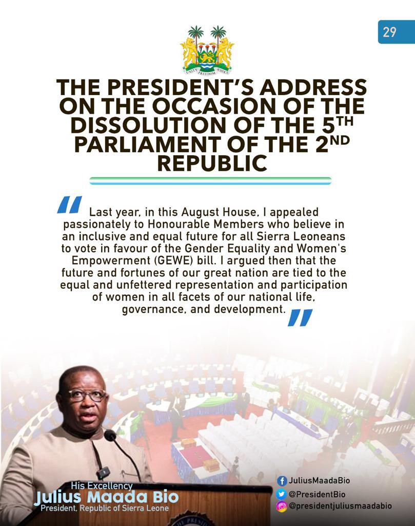 julius_maadabio's tweet photo. Excerpts of my Message on the Occasion of the Dissolution of the Fifth Parliament of the Second Republic of Sierra Leone: 25/04/2023
#TheNewDirectionAgenda
#SLPP4DEVELOPMENT
#5Done5MoreToGo https://t.co/G9ggYS9Pyv