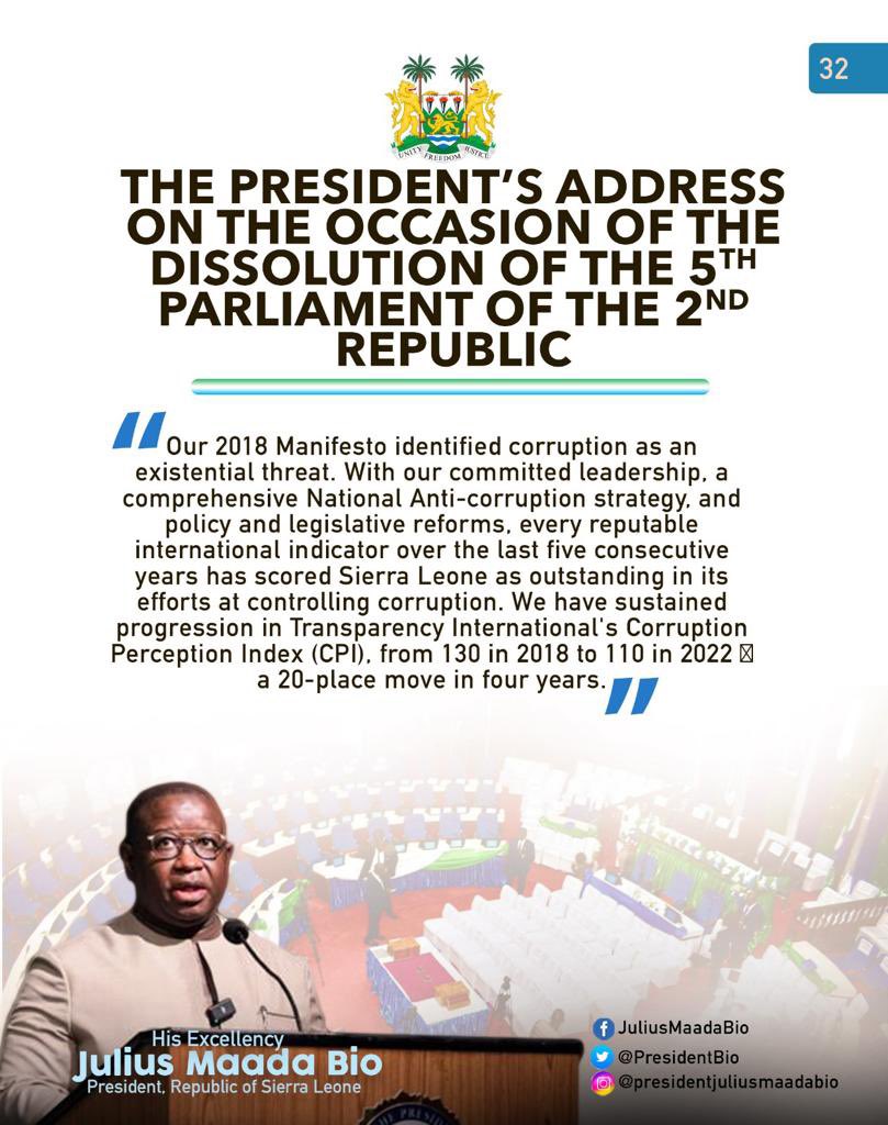 julius_maadabio's tweet photo. Excerpts of my Message on the Occasion of the Dissolution of the Fifth Parliament of the Second Republic of Sierra Leone: 25/04/2023
#TheNewDirectionAgenda
#SLPP4DEVELOPMENT
#5Done5MoreToGo https://t.co/G9ggYS9Pyv