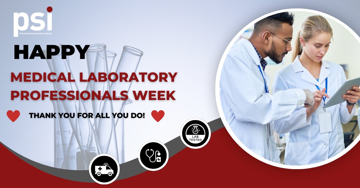 Join us in honoring the unsung heroes of healthcare - the medical laboratory professionals who work tirelessly behind the scenes to provide accurate and timely test results. Happy Medical Laboratory Professionals Week!
#LabWeek 
#HealthcareHeroes
#WeArePSI