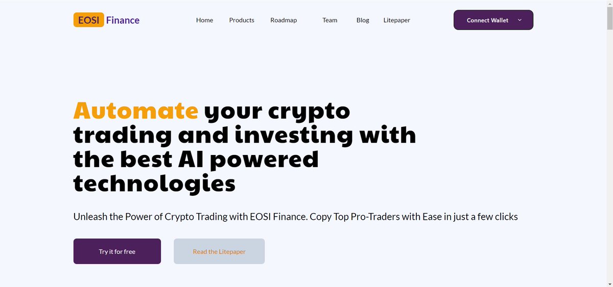 EOSI__FINANCE's tweet photo. 🚀Exciting news!🚀 

EOSI Finance's website is live now! 

⚡Get ready to experience the power of AI in crypto trading and investment!💰🤖 

Check out our sleek new website; Link in the comment section👇

#CryptoTrading #InvestmentPlatform #AI #ArtificialIntelligence https://t.co/rTFeKOUgbC