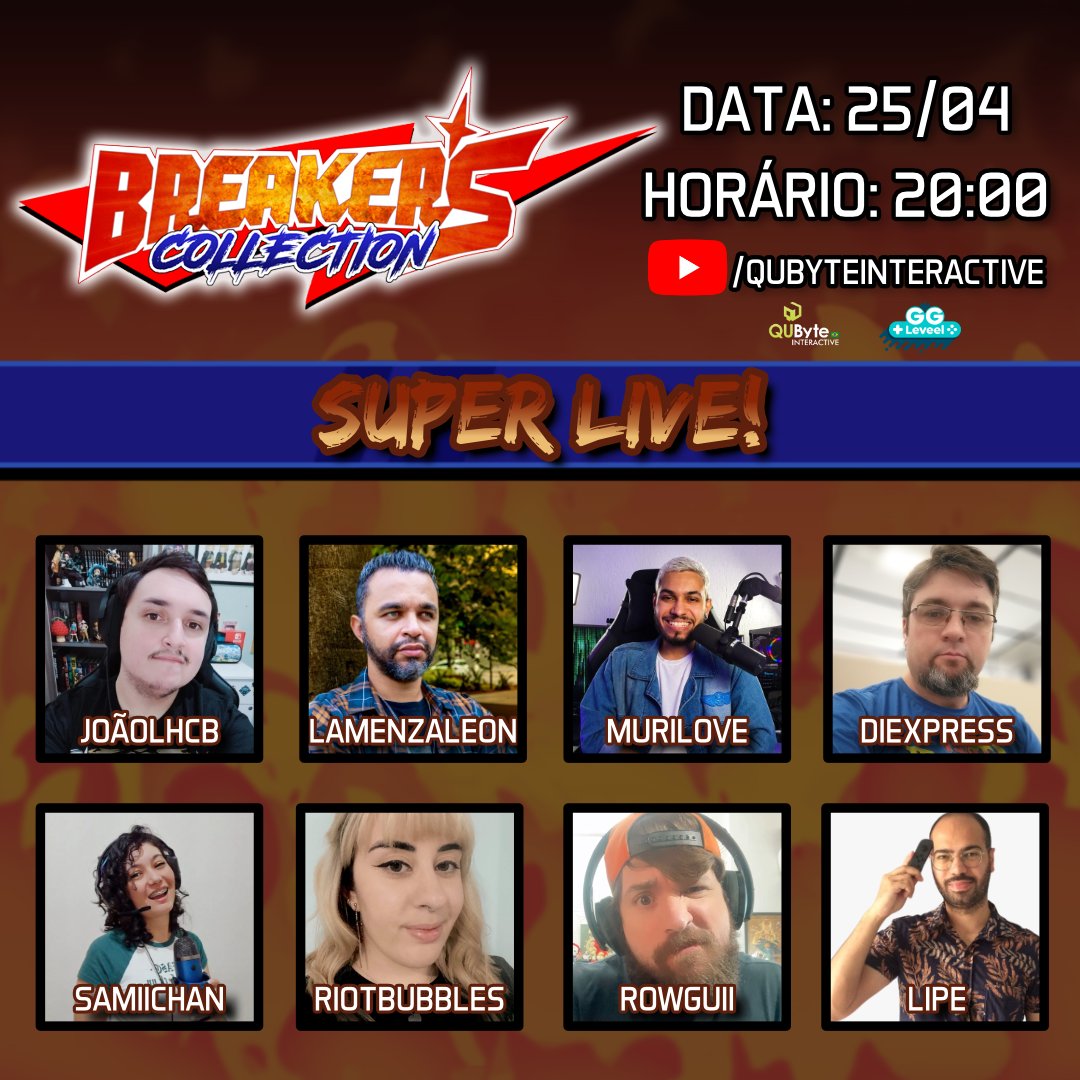 qubytegames's tweet image. Hoje, as 20h, no nosso canal do YouTube, @D1oRod e @TavernaNindie vão comandar uma SUPER LIVE de Breakers Collection!

Os convidados lutarão entre si para provarem quem é o melhor!

E o melhor: você pode levar uma cópia de #BreakersCollection durante a live!

Não vai perder, né?