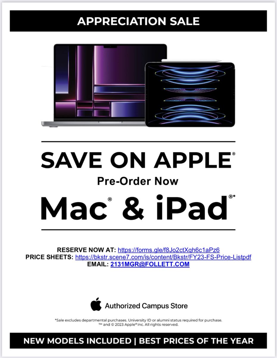 VTBookstores's tweet photo. Are You Ready?
The Apple Appreciation Event is almost here! https://t.co/SgTnHiCUZ5