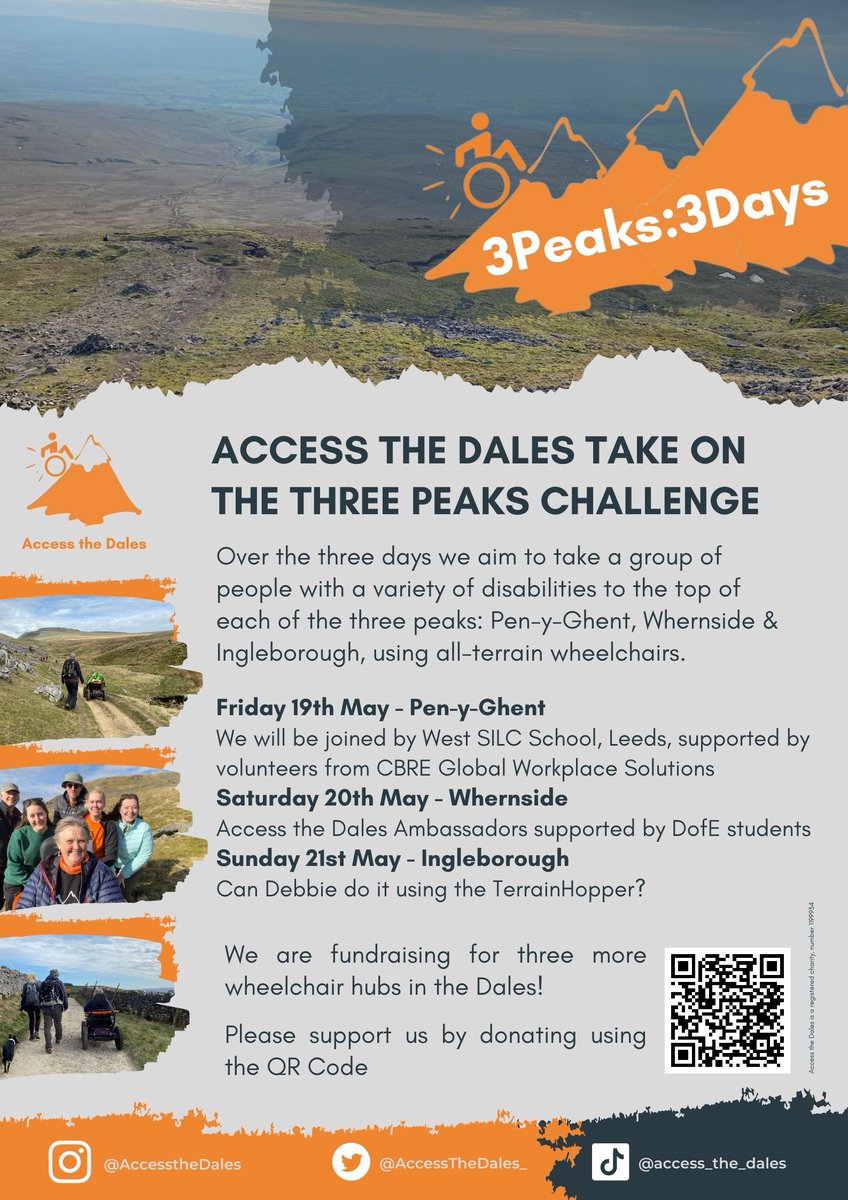 We are pleased to announce our fund raising  challenge for 2023 - the Yorkshire three peaks in three days. 
We are hoping to raise £10K ... and we need your support ...please