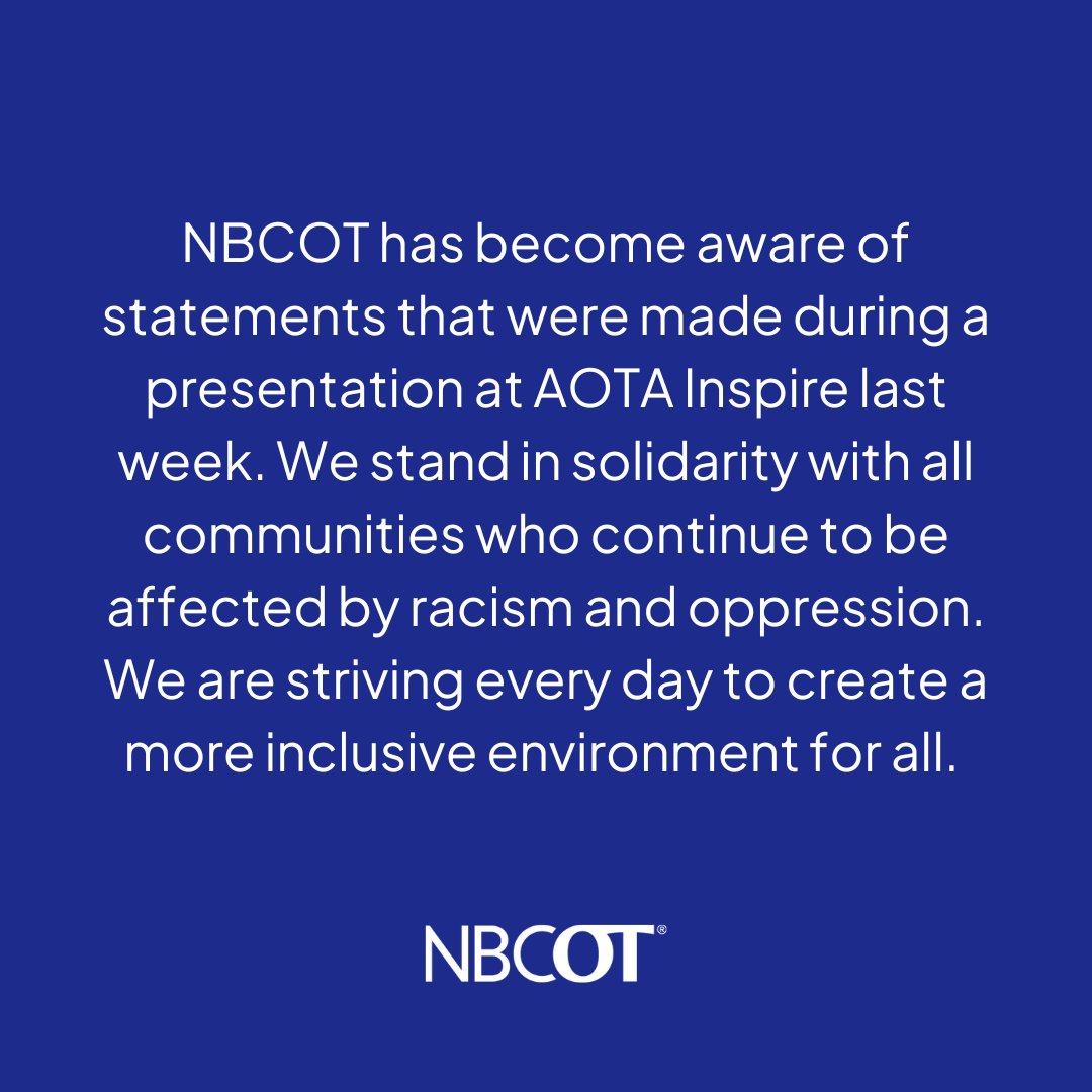 NBCOT on Twitter "NBCOT has aware of statements that were made