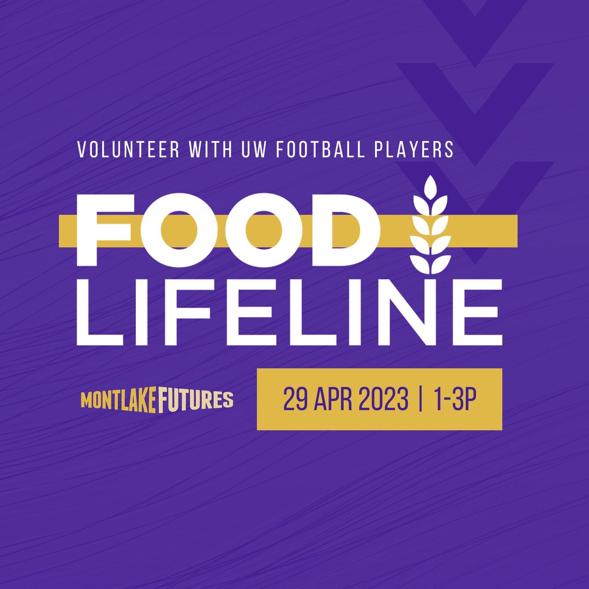 Pack food with UW football this weekend! Join my teammates and me as we volunteer with @FoodLifeline! This is a special, family-friendly volunteer opportunity. 📅 Sat April 29, 1-3pm 📍 Food Lifeline Packing Center, 815 S 96th St ✏️ Email katieko@foodlifeline.org to register