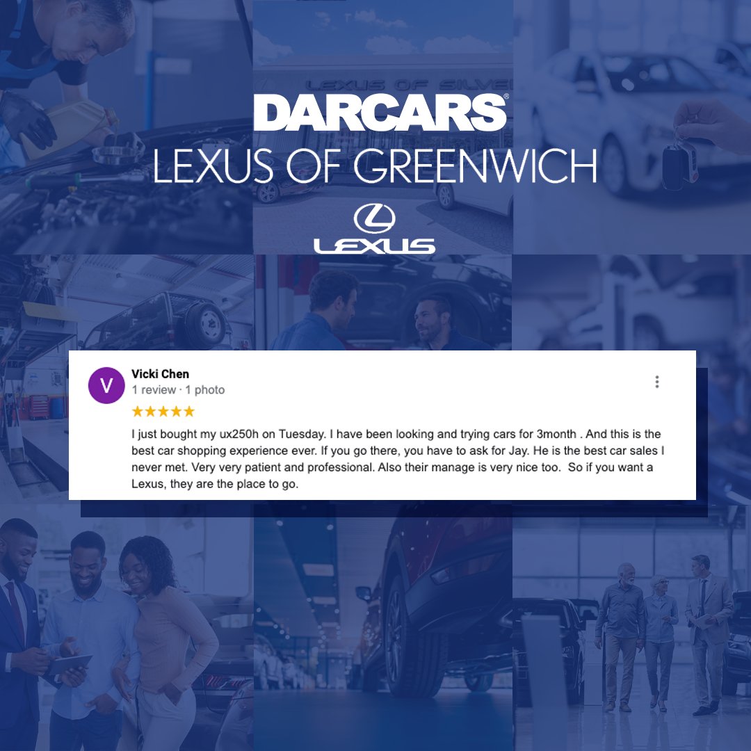 LexusGreenwich_'s tweet photo. Read what some of our customers are saying about their DARCARS experience. https://t.co/43z1DjUIGP