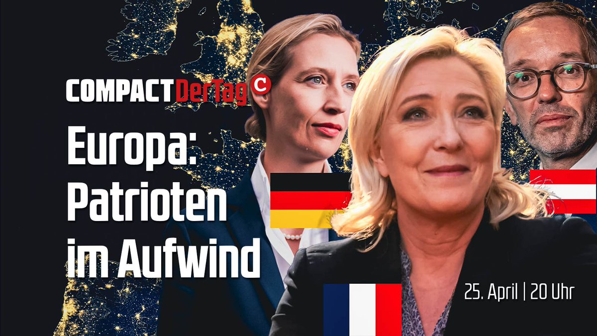 COMPACTMagazin's tweet photo. 🎥 COMPACT.DerTag
#Europa: #Patrioten im #Aufwind!

Weitere Themen:  
🔺#Klimakleber: #Andersdenkende unerwünscht 
🔺#Illuminati: Geheimes #Rom 
🔺#KPÖ: Querfront in #Salzburg? 
🔺#Pädo-Monster: #Jimmy #Savile und die Elite

https://t.co/gSNCL3FDii https://t.co/5WOWy88gcj