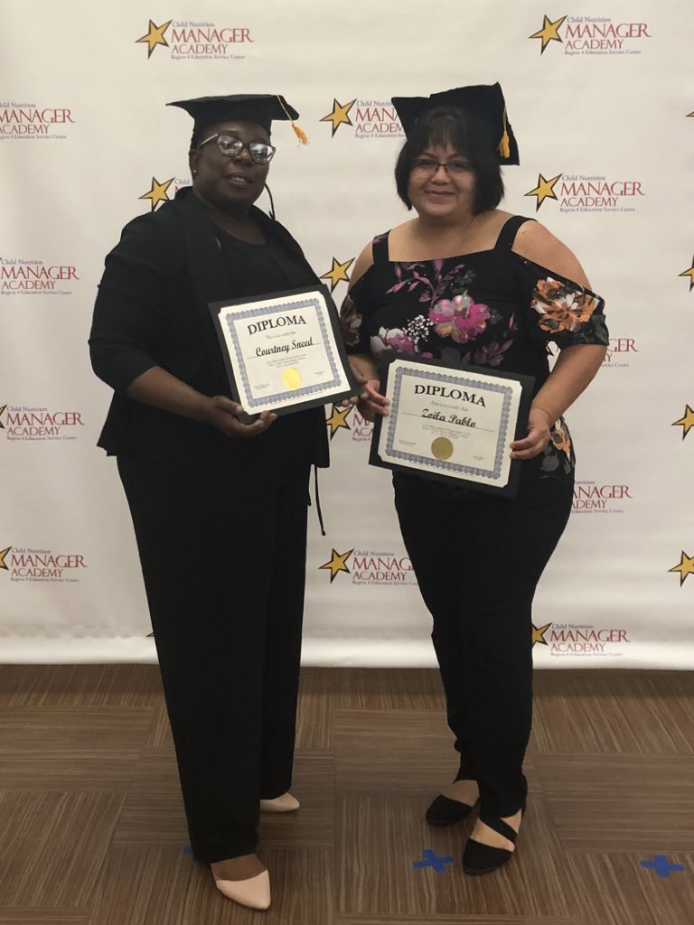 Congratulations to two of our hard-working Managers! Courtney Sneed, ENGC Manager, &amp; Zoila Pablo, Collins Manager, have completed the Region 4 Manager Academy! They spent many hours attending extra classes in order to become more successful Managers! <a href="/ElsikNGCRams/">Elsik Ninth Grade Center</a> <a href="/ExplorersCol/">Collins Elementary</a>