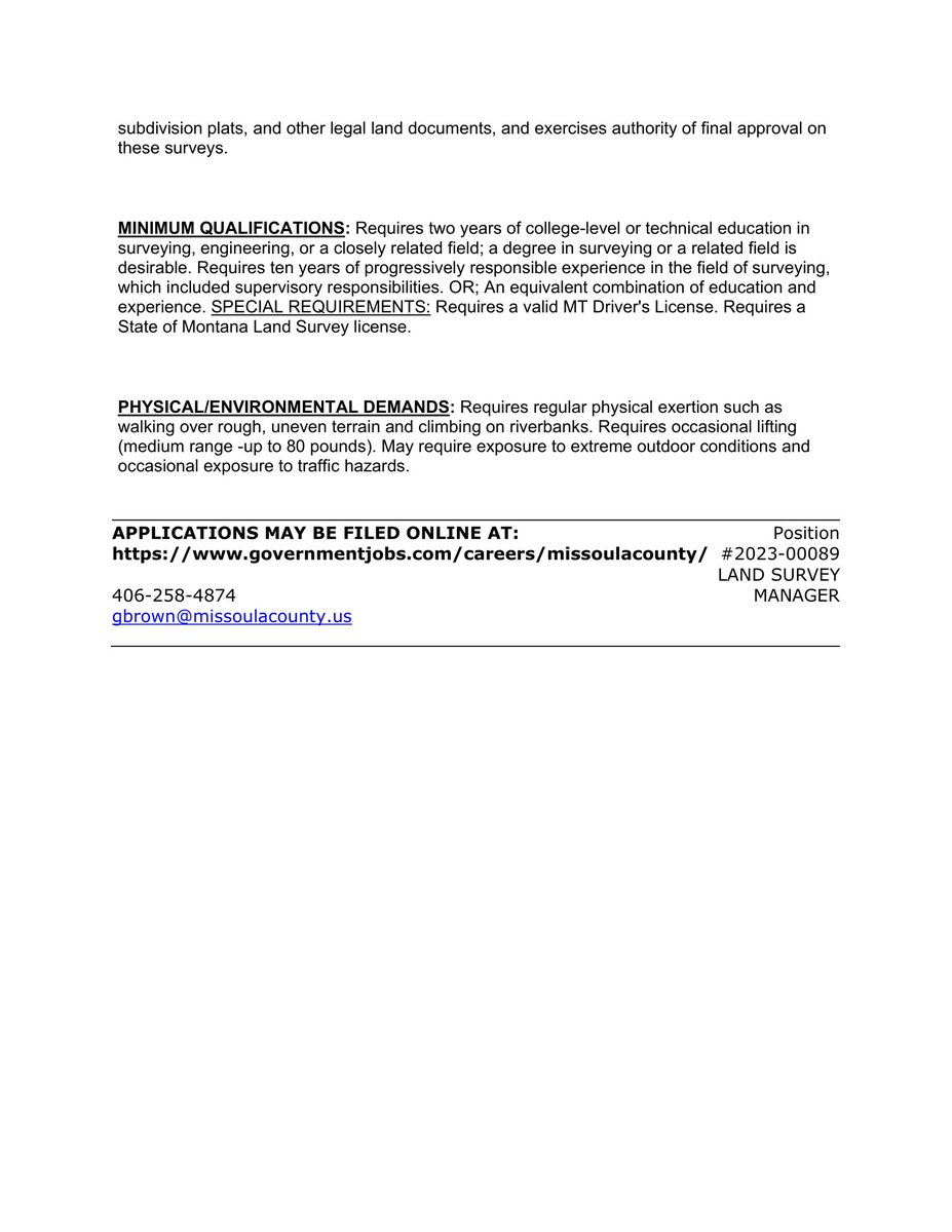 MslaCoPubWorks's tweet photo. Two positions opening in the Surveyors office of Public Works! Do you or someone you know fit the criteria? Take a look and apply at: https://t.co/hsMvYblSlA https://t.co/SV9VnYbdak